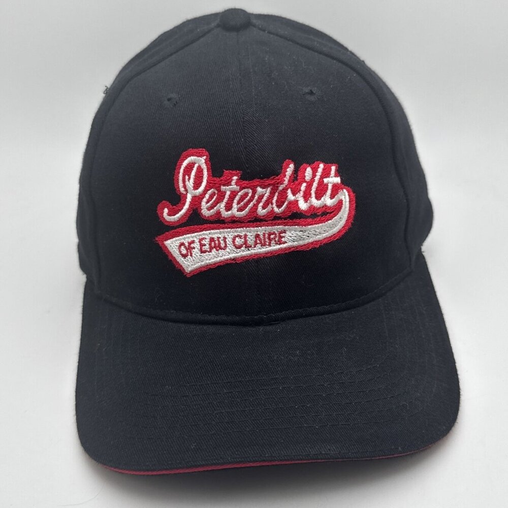 Peterbilt Of  Eau Claire Logo Men Black and Red Adjustable Strap Back Cap Hat
